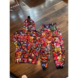 2 Piece Five Nights At Freddy's FNAF Hoodie and Pants Sz 170 Teen S/M